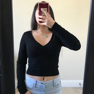 Pacsun basic log sleeve crop top
